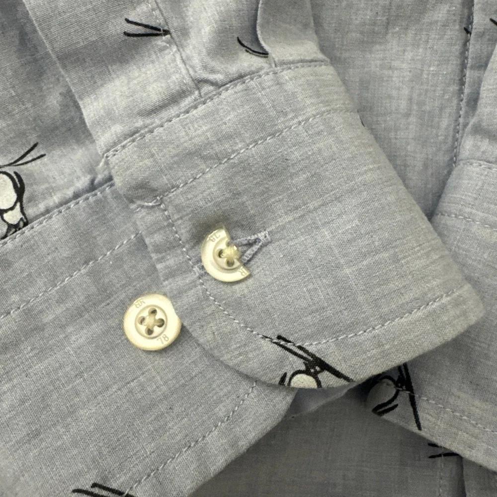 Penguin Skiing Banana Republic Luxe Poplin Shirt Mens Large Blue Untucked Slim - Picture 4 of 7